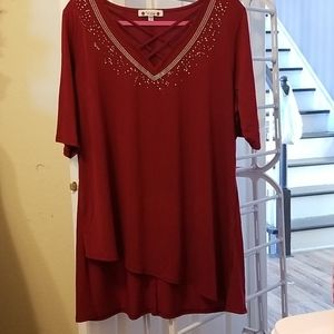 Burgundy Criss Cross Top